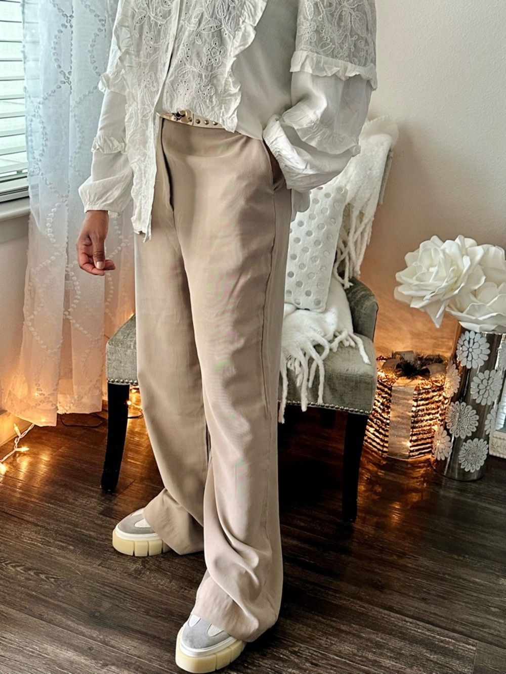 Taupe Wide-Leg Dress Pants Size 12